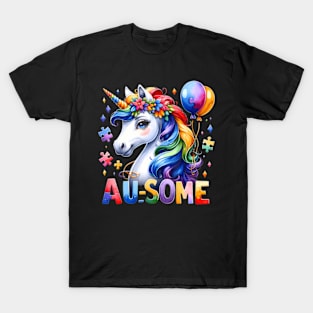 Autism Magical Unicorn Au Some Autism Spectrum Heart Kids T-Shirt